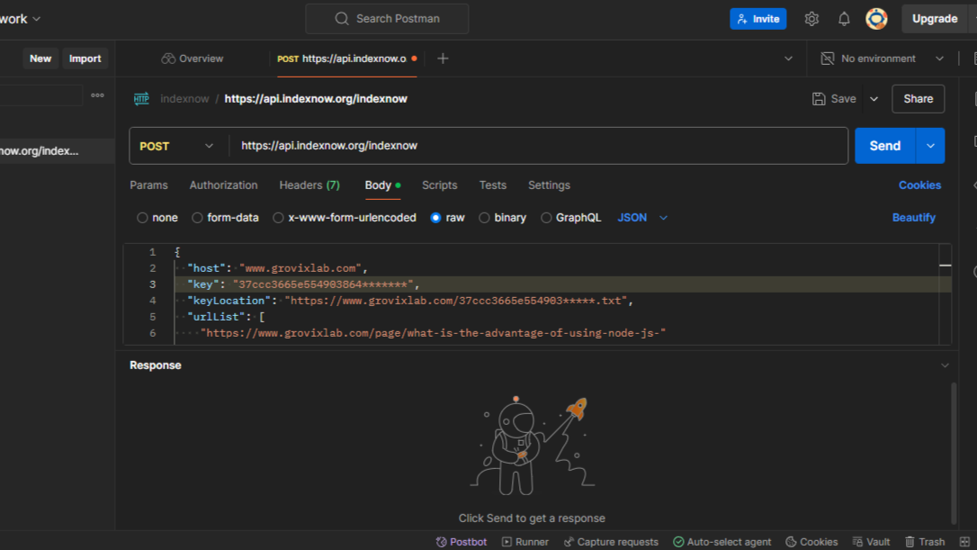 Sending a POST Request to IndexNow API using Postman